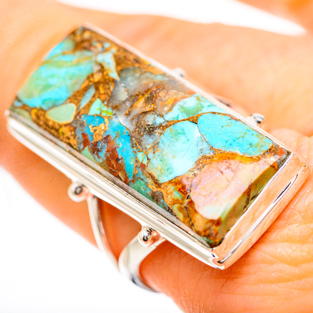 Blue Copper Composite Turquoise Rings handcrafted by Ana Silver Co - RING133080