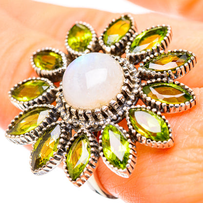 Rainbow Moonstone Rings handcrafted by Ana Silver Co - RING133085