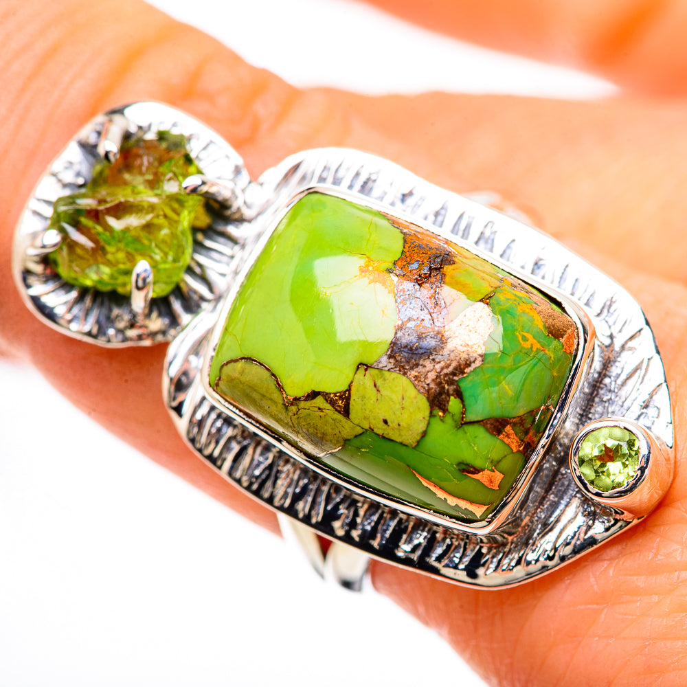 Green Copper Composite Turquoise Rings handcrafted by Ana Silver Co - RING133090