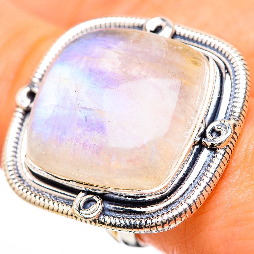 Rainbow Moonstone Rings handcrafted by Ana Silver Co - RING133103