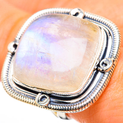 Rainbow Moonstone Rings handcrafted by Ana Silver Co - RING133103