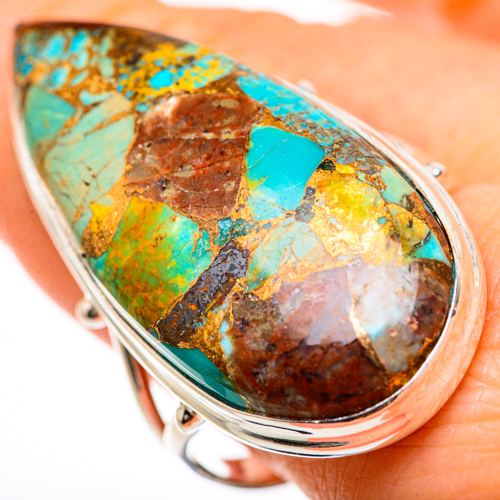 Blue Copper Composite Turquoise Rings handcrafted by Ana Silver Co - RING133107