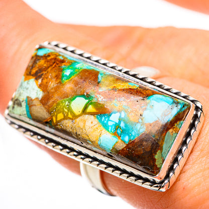 Blue Copper Composite Turquoise Rings handcrafted by Ana Silver Co - RING133137