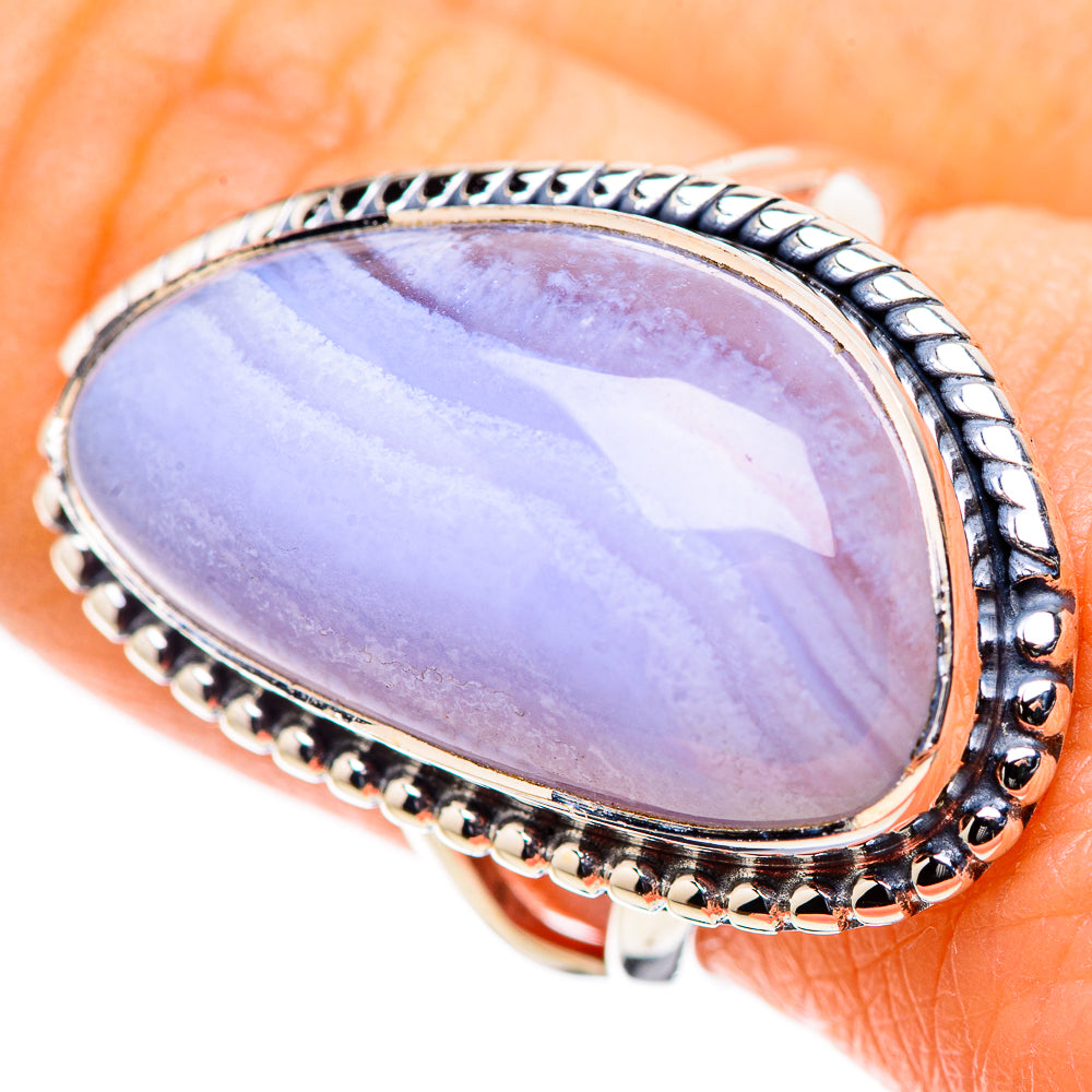 Blue Lace Agate Rings handcrafted by Ana Silver Co - RING133182