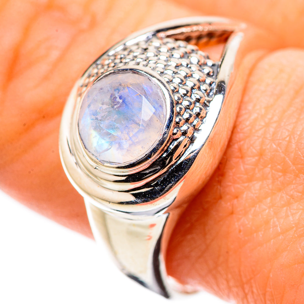 Rainbow Moonstone Rings handcrafted by Ana Silver Co - RING133185