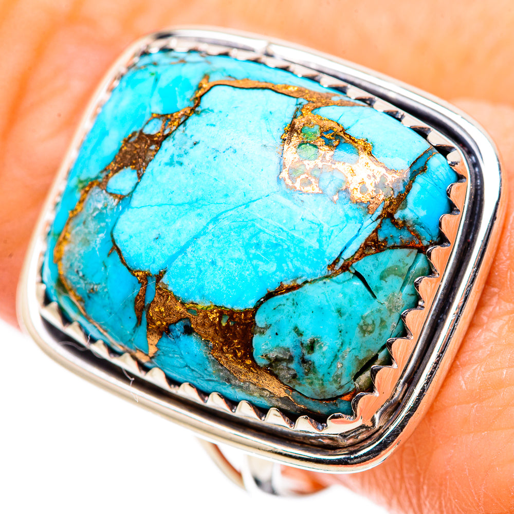 Blue Copper Composite Turquoise Rings handcrafted by Ana Silver Co - RING133191