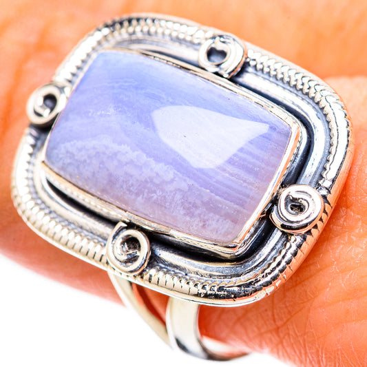 Blue Lace Agate Rings handcrafted by Ana Silver Co - RING133207
