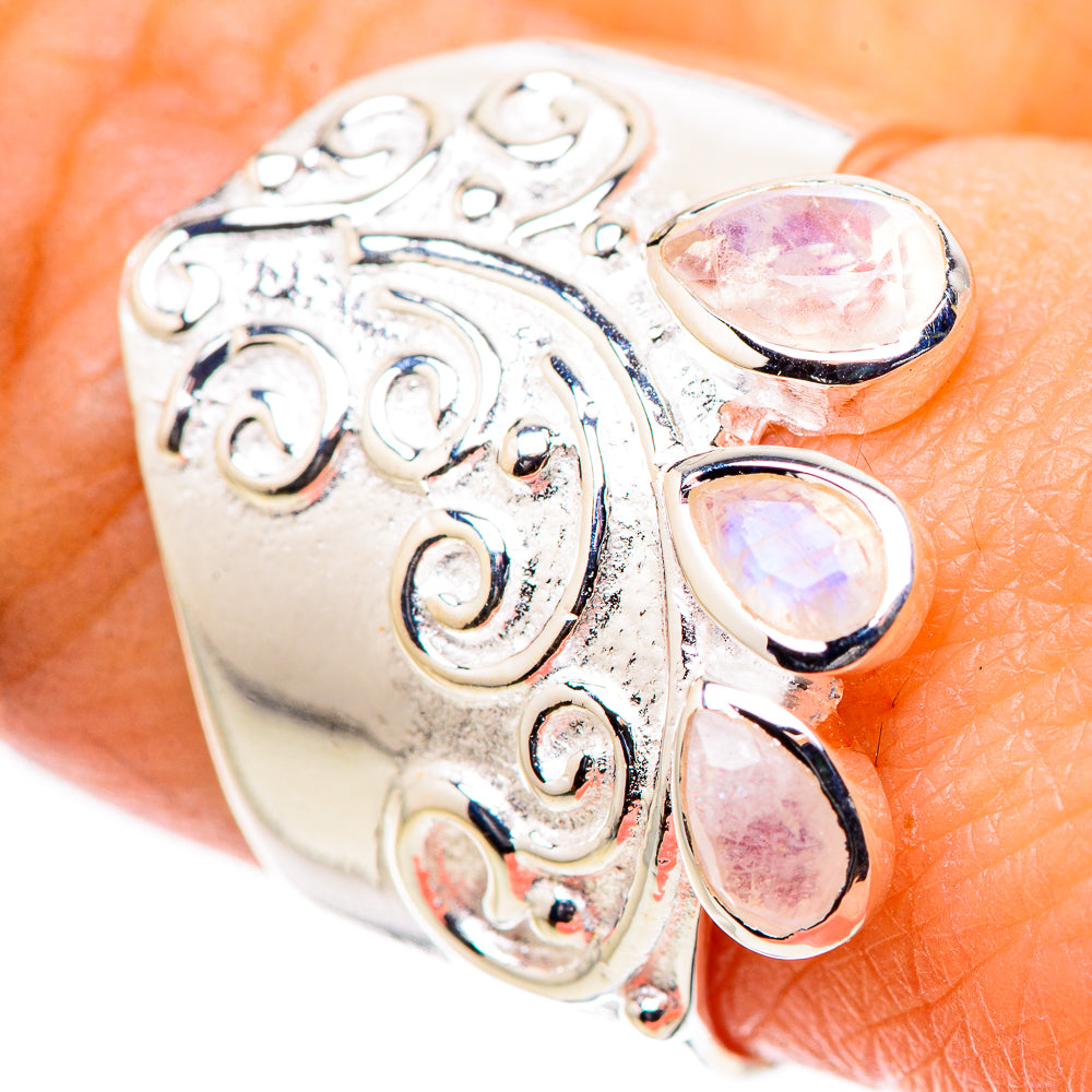 Rainbow Moonstone Rings handcrafted by Ana Silver Co - RING133208