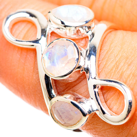 Rainbow Moonstone Rings handcrafted by Ana Silver Co - RING133210