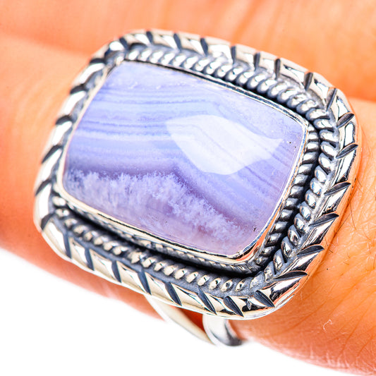 Blue Lace Agate Rings handcrafted by Ana Silver Co - RING133231
