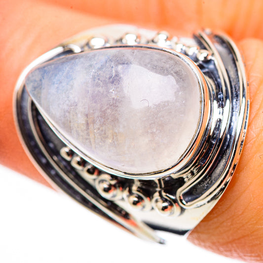 Rainbow Moonstone Rings handcrafted by Ana Silver Co - RING133232