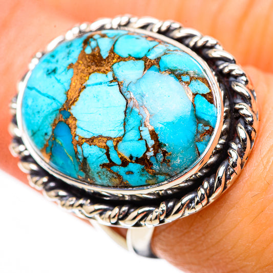 Blue Copper Composite Turquoise Rings handcrafted by Ana Silver Co - RING133259