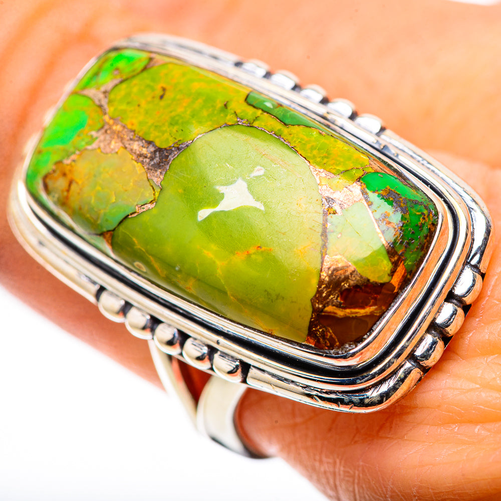 Green Copper Composite Turquoise Rings handcrafted by Ana Silver Co - RING133263