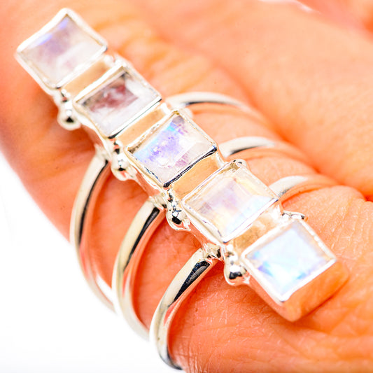 Rainbow Moonstone Rings handcrafted by Ana Silver Co - RING133274