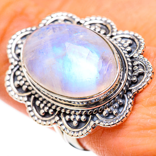 Rainbow Moonstone Rings handcrafted by Ana Silver Co - RING133275