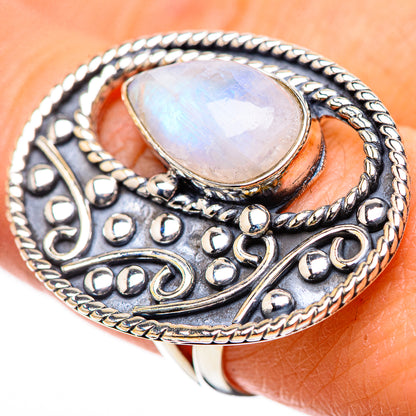Rainbow Moonstone Rings handcrafted by Ana Silver Co - RING133276