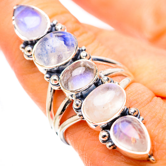 Rainbow Moonstone Rings handcrafted by Ana Silver Co - RING133277