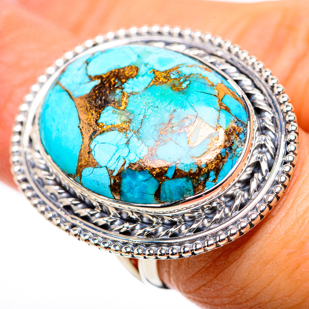 Blue Copper Composite Turquoise Rings handcrafted by Ana Silver Co - RING133283