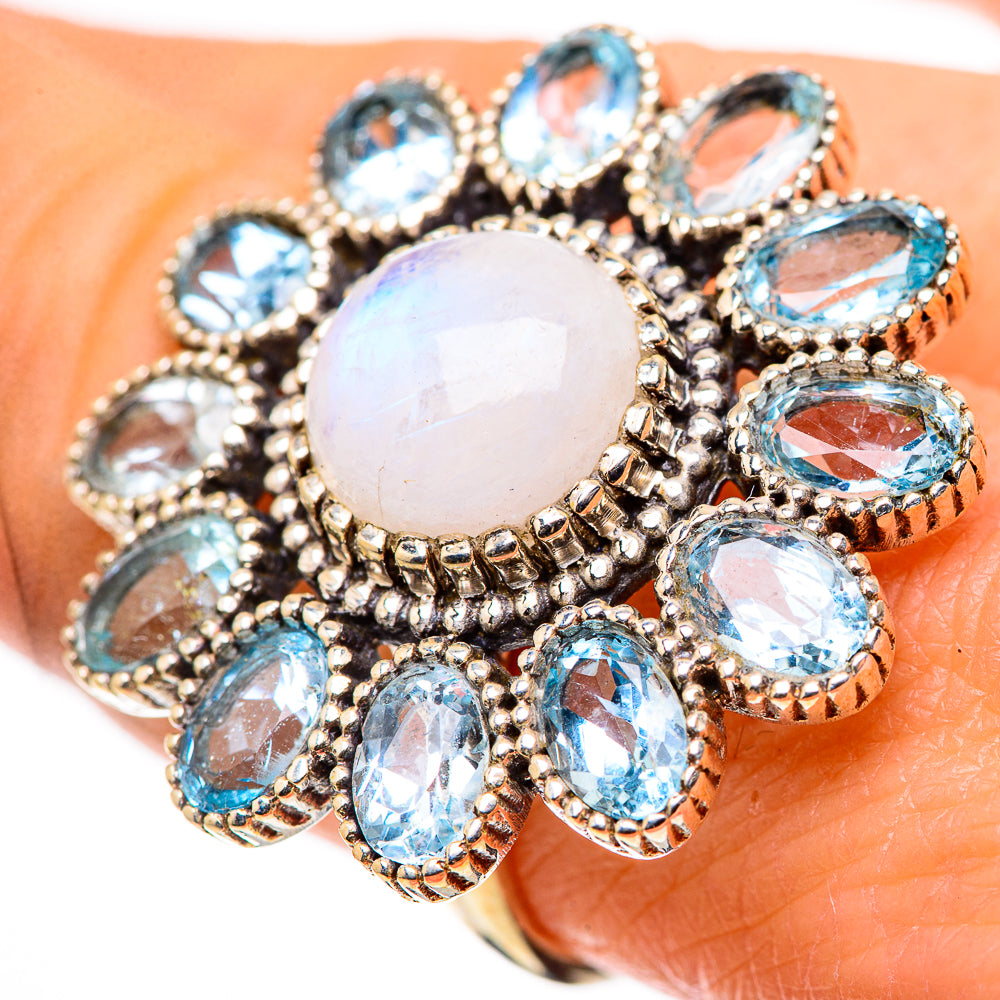 Rainbow Moonstone Rings handcrafted by Ana Silver Co - RING133293