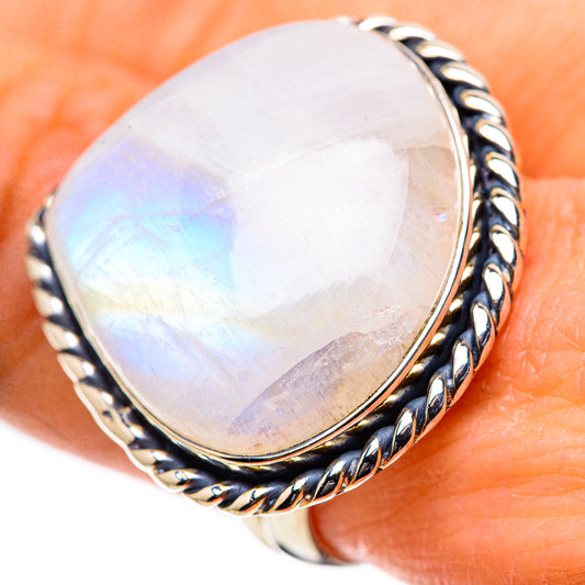 Rainbow Moonstone Rings handcrafted by Ana Silver Co - RING133303