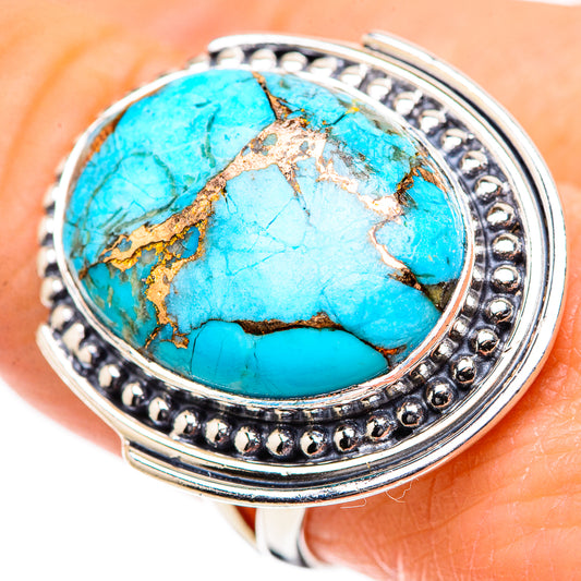 Blue Copper Composite Turquoise Rings handcrafted by Ana Silver Co - RING133313