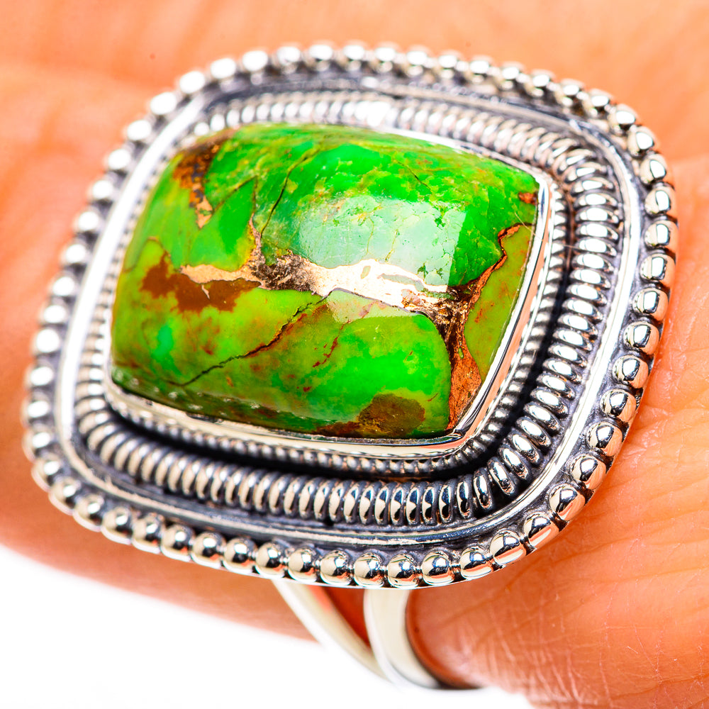 Green Copper Composite Turquoise Rings handcrafted by Ana Silver Co - RING133320