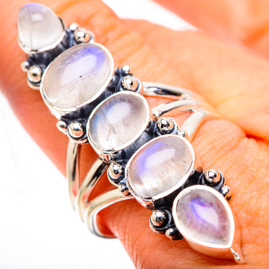 Rainbow Moonstone Rings handcrafted by Ana Silver Co - RING133328
