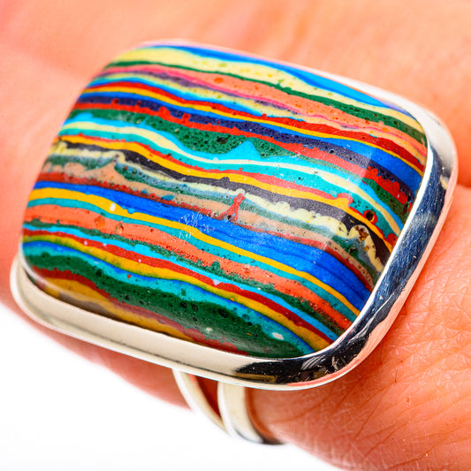 Rainbow Calsilica Rings handcrafted by Ana Silver Co - RING133330