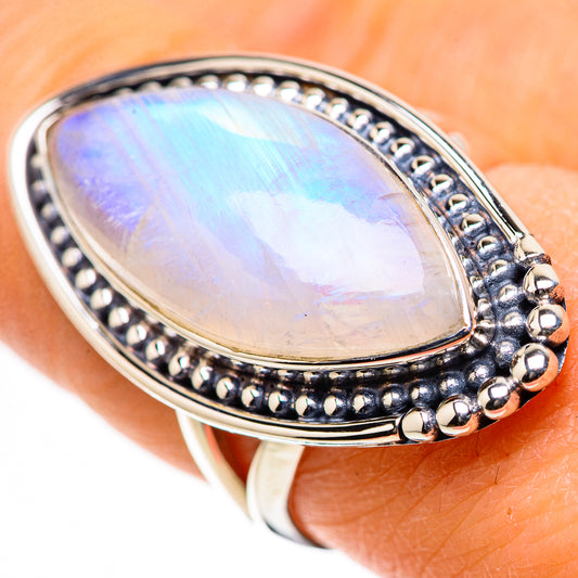 Rainbow Moonstone Rings handcrafted by Ana Silver Co - RING133343