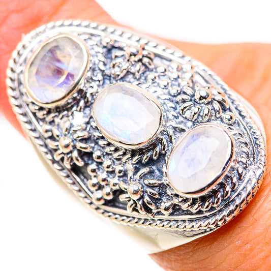 Rainbow Moonstone Rings handcrafted by Ana Silver Co - RING133344