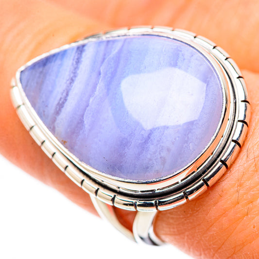 Blue Lace Agate Rings handcrafted by Ana Silver Co - RING133345