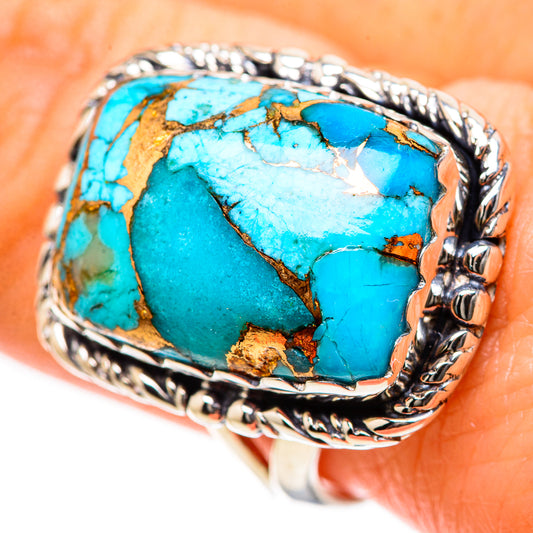 Blue Copper Composite Turquoise Rings handcrafted by Ana Silver Co - RING133364