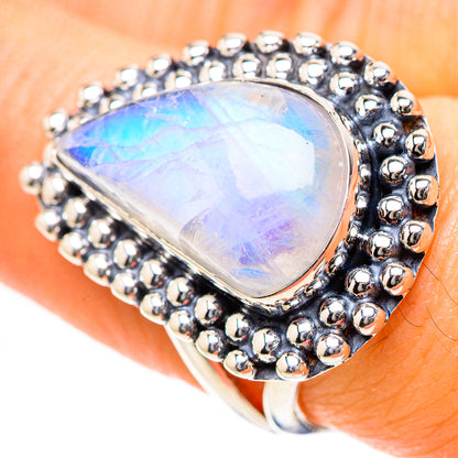 Rainbow Moonstone Rings handcrafted by Ana Silver Co - RING133380