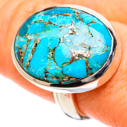Blue Copper Composite Turquoise Rings handcrafted by Ana Silver Co - RING133386