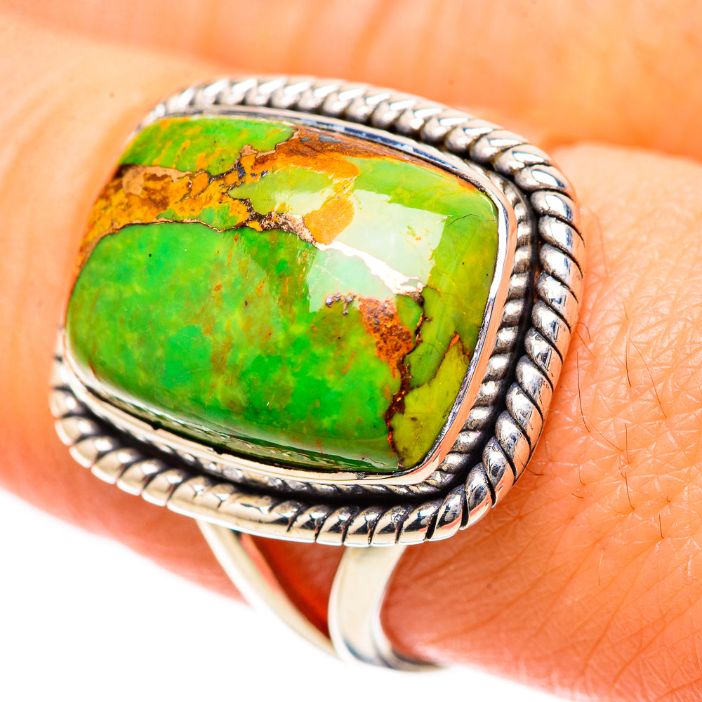 Green Copper Composite Turquoise Rings handcrafted by Ana Silver Co - RING133391