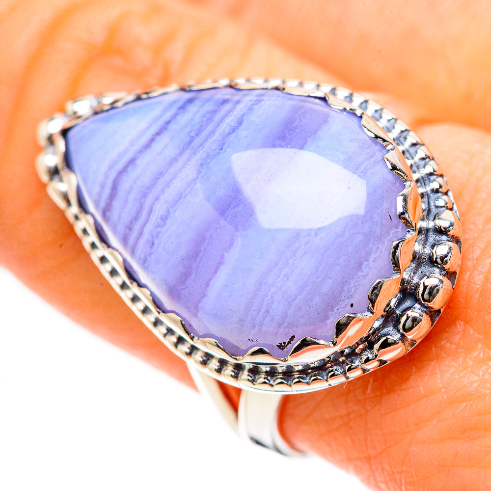 Blue Lace Agate Rings handcrafted by Ana Silver Co - RING133401