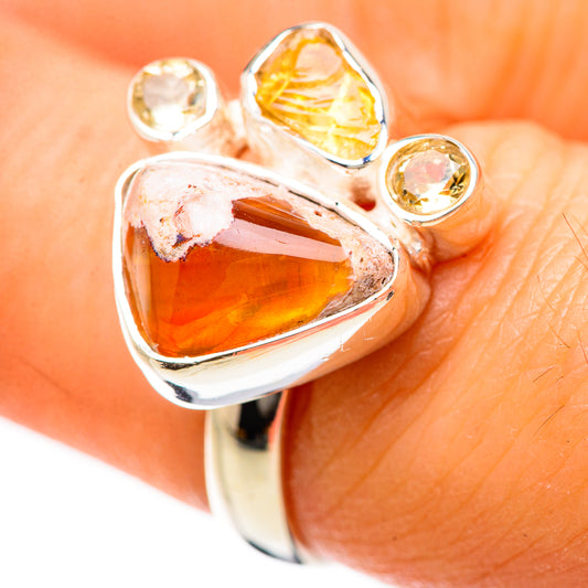 Mexican Fire Opal Rings handcrafted by Ana Silver Co - RING133404