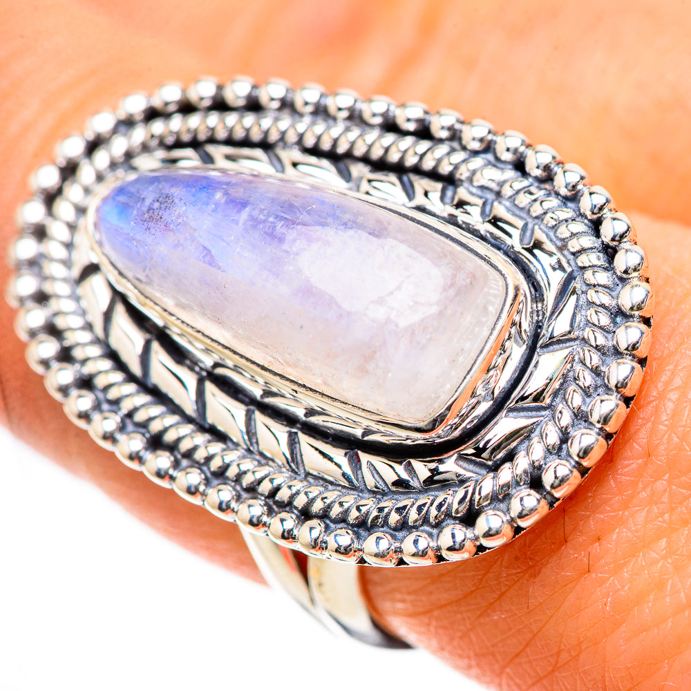 Rainbow Moonstone Rings handcrafted by Ana Silver Co - RING133422