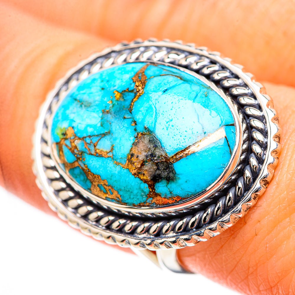 Blue Copper Composite Turquoise Rings handcrafted by Ana Silver Co - RING133428
