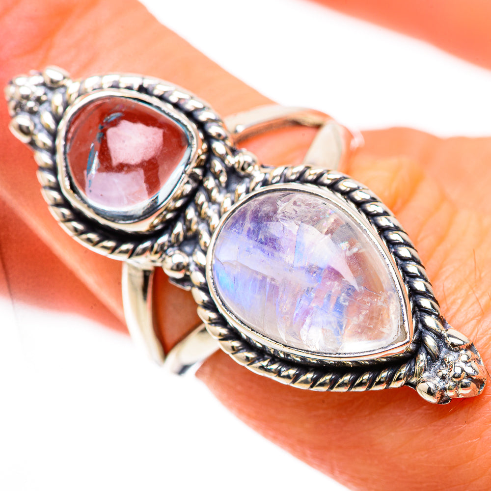 Rainbow Moonstone Rings handcrafted by Ana Silver Co - RING133441