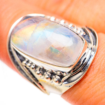 Rainbow Moonstone Rings handcrafted by Ana Silver Co - RING133442
