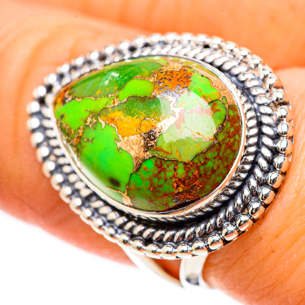 Green Copper Composite Turquoise Rings handcrafted by Ana Silver Co - RING133450