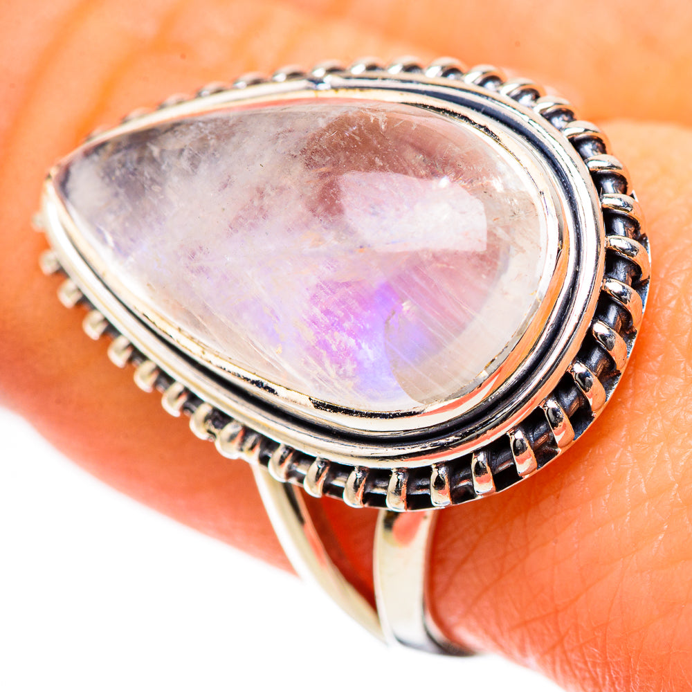 Rainbow Moonstone Rings handcrafted by Ana Silver Co - RING133461