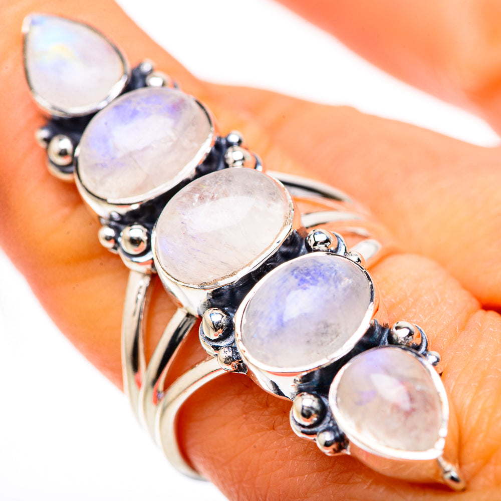 Rainbow Moonstone Rings handcrafted by Ana Silver Co - RING133462