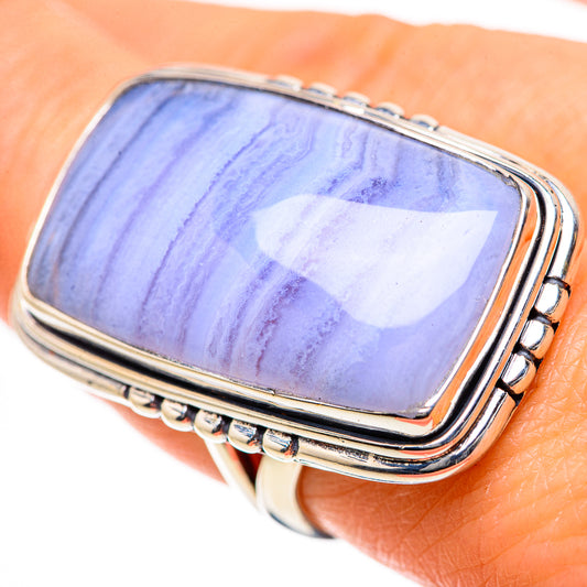 Blue Lace Agate Rings handcrafted by Ana Silver Co - RING133488
