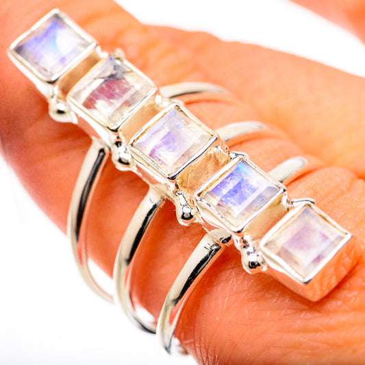 Rainbow Moonstone Rings handcrafted by Ana Silver Co - RING133506