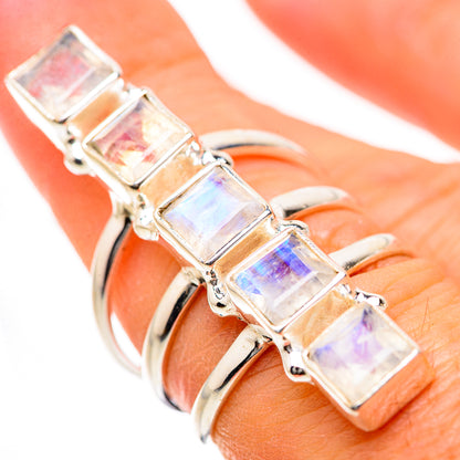 Rainbow Moonstone Rings handcrafted by Ana Silver Co - RING133523