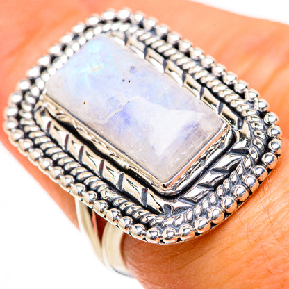 Rainbow Moonstone Rings handcrafted by Ana Silver Co - RING133524