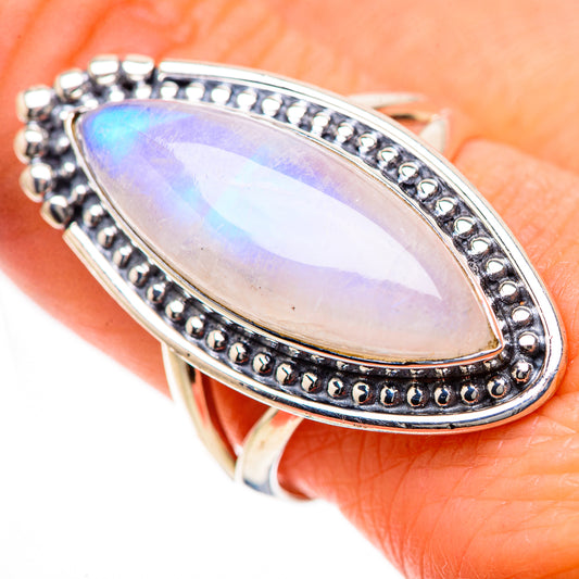 Rainbow Moonstone Rings handcrafted by Ana Silver Co - RING133537