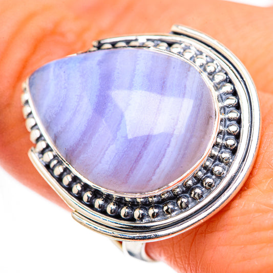 Blue Lace Agate Rings handcrafted by Ana Silver Co - RING133538